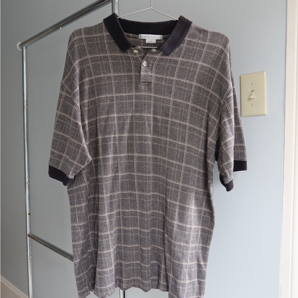 Men's Geoffrey‎ Beene Gray Checkered Polo Shirt
